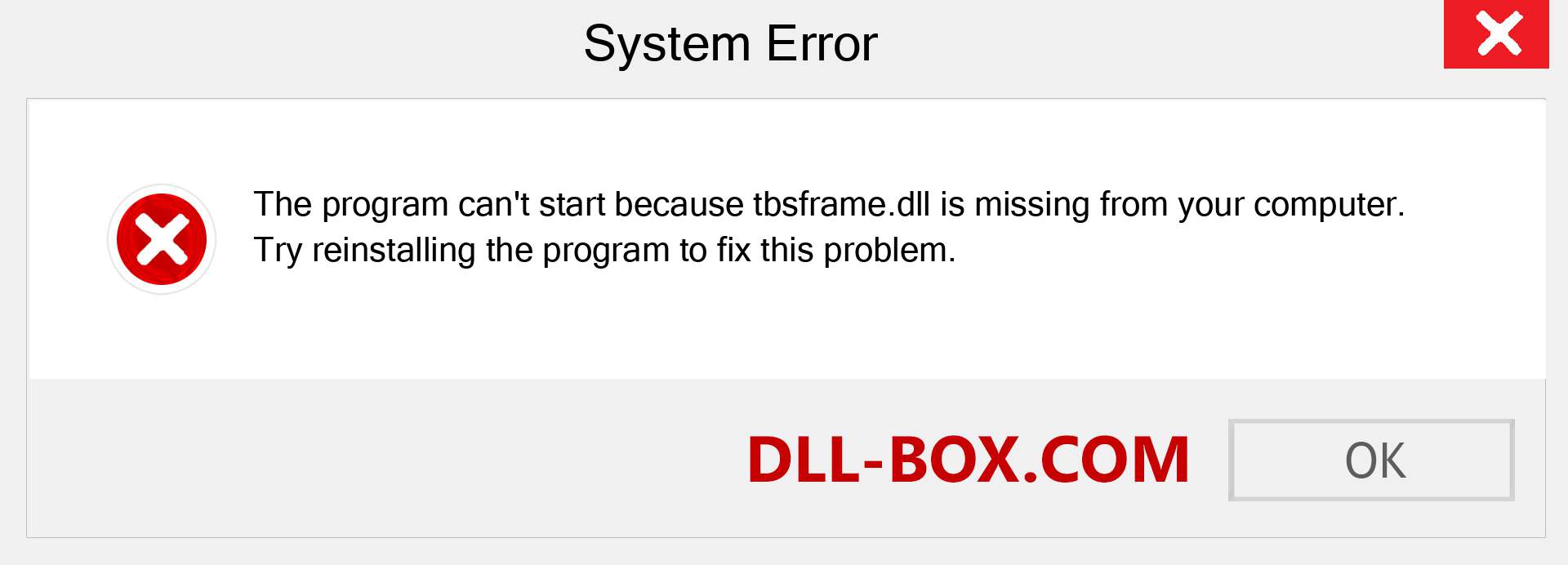  tbsframe.dll file is missing?. Download for Windows 7, 8, 10 - Fix  tbsframe dll Missing Error on Windows, photos, images